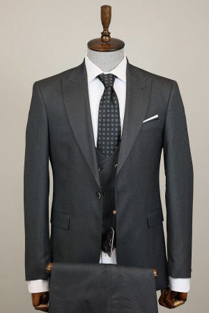 Pointed Collar Vest Suit