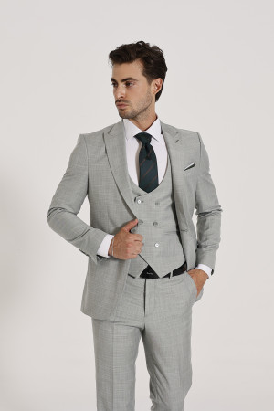 Pointed Collar Vest Suit