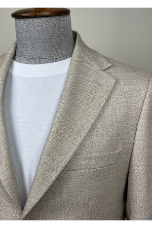 Yarım Astar Mono Yaka Keten Ceket