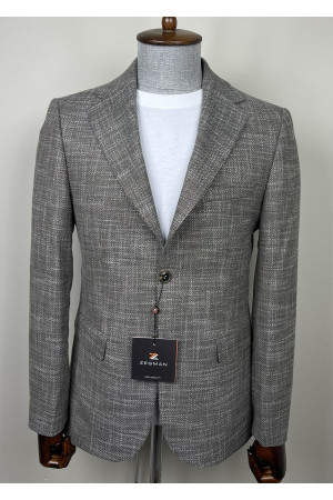 Yarım Astar Mono Yaka Keten Ceket