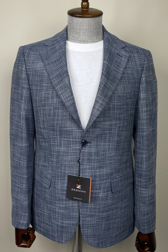 Yarım Astar Mono Yaka Keten Ceket