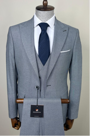 Suit with Pointed Collar Vest