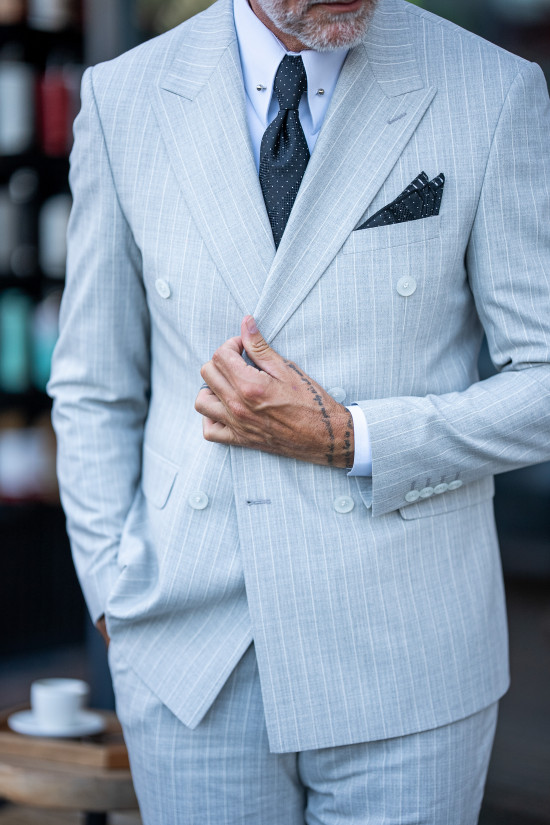 Çizgili Kruvaze Takım Elbise 