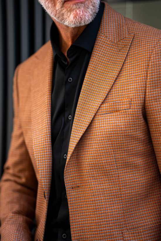 Houndstooth Tan Pointed Collar Bag Pocket Jacket Houndstooth Tan Pointed Collar Bag Pocket Jacket
