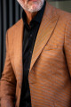 Houndstooth Tan Pointed Collar Bag Pocket Jacket Houndstooth Tan Pointed Collar Bag Pocket Jacket