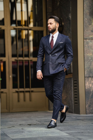 Striped Double Breasted Suit
