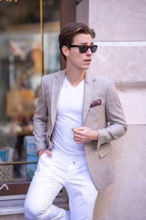 Beige Jacket with Mono Collar