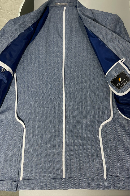 Yarım Astar Keten Ceket 