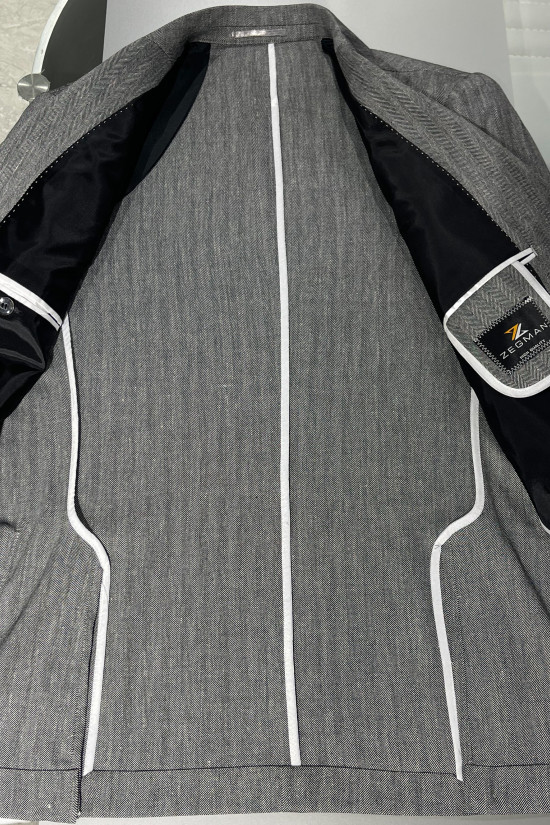 Yarım Astar Keten Ceket 