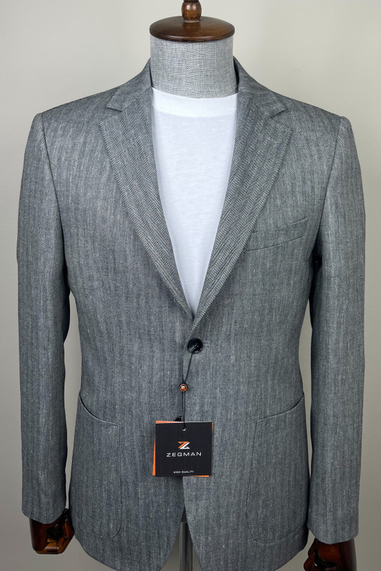 Yarım Astar Keten Ceket 