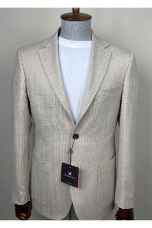 Yarım Astar Keten Ceket 