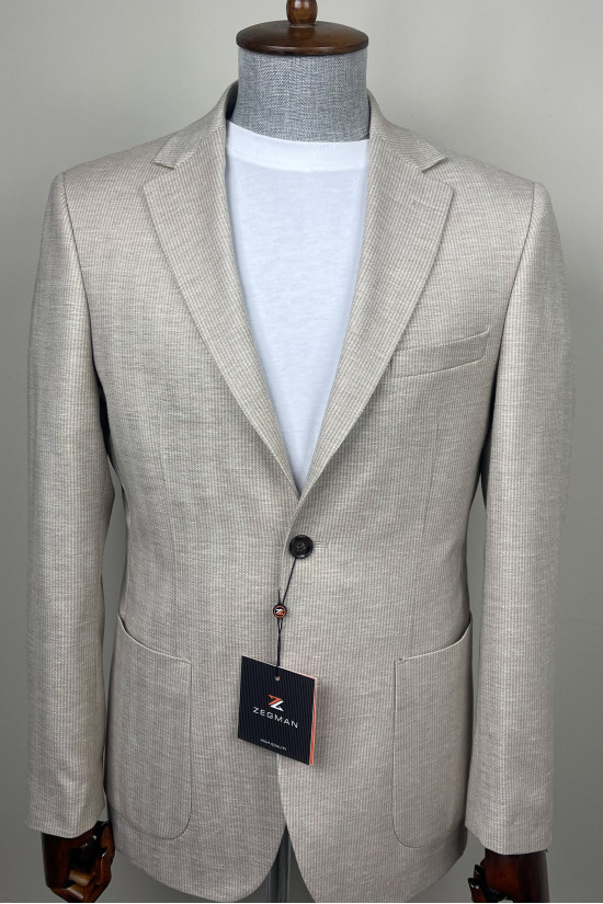 Yarım Astar Keten Ceket 