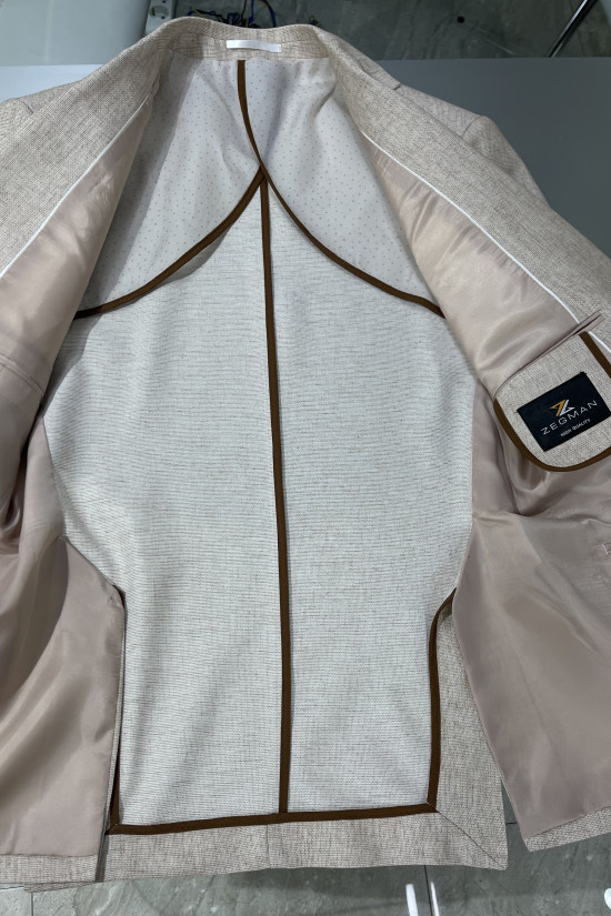 Yarım Astar Keten Ceket