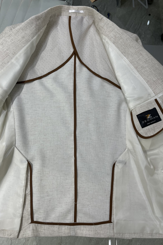 Yarım Astar Keten Ceket