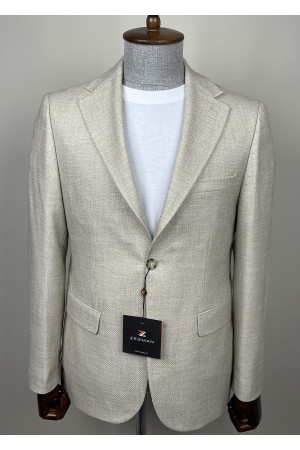 Yarım Astar Mono Yaka Keten Ceket