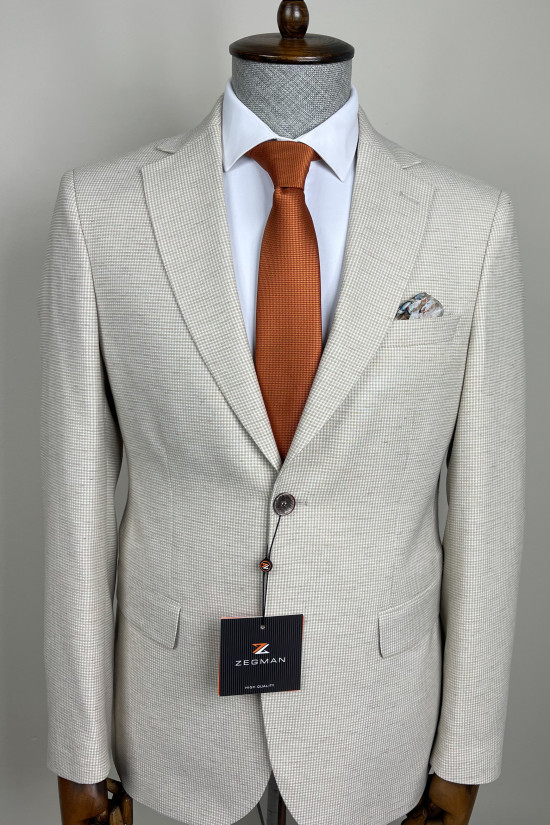 Mono Yaka Keten Ceket 