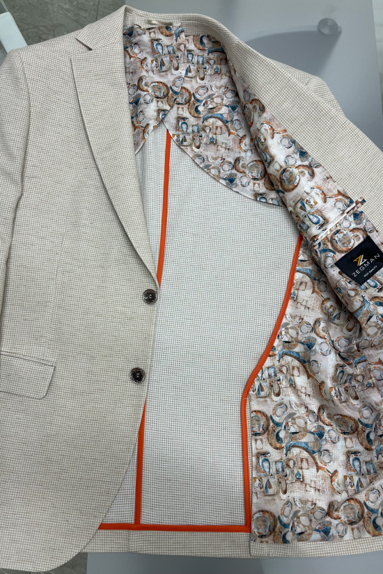 Mono Yaka Keten Ceket 