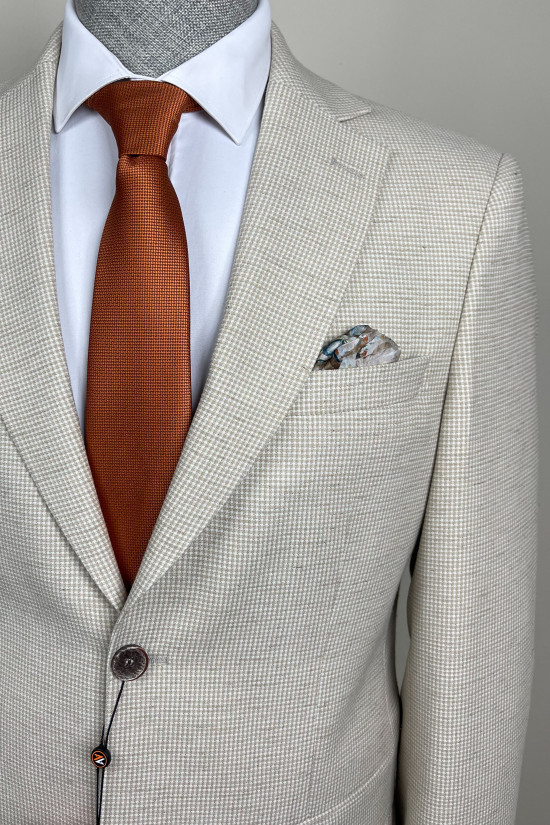 Mono Yaka Keten Ceket 