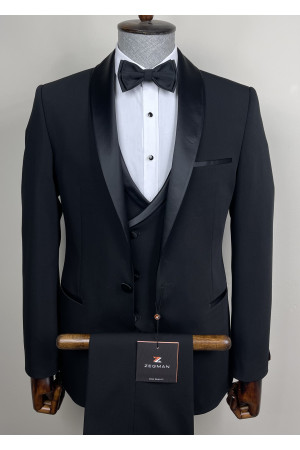 Şal Yaka Likralı Yelekli Damatlık