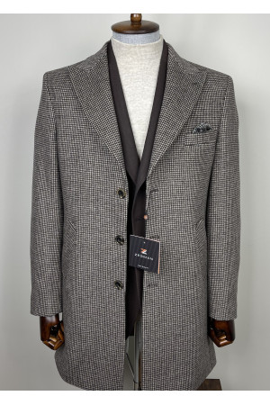 Sivri Yaka Kazayağı Yün Kaban