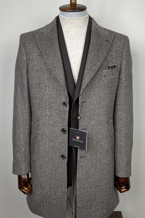 Sivri Yaka Kazayağı Yün Kaban