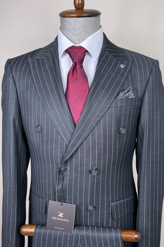 Çizgili Kruvaze Takım Elbise 