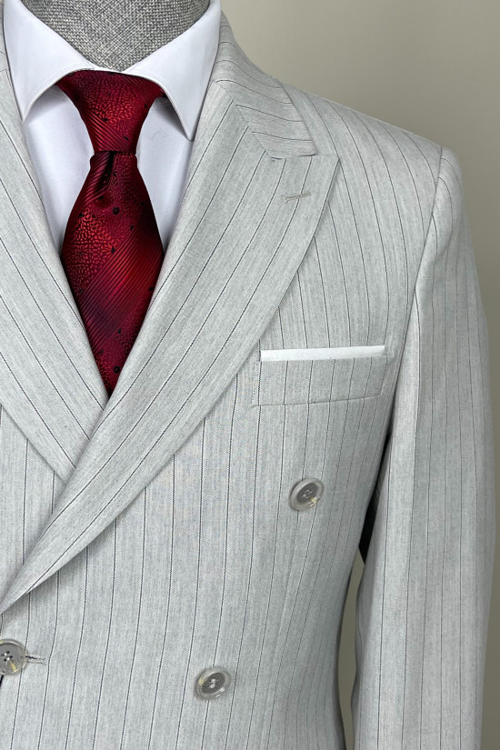 Çizgili Kruvaze Takım Elbise