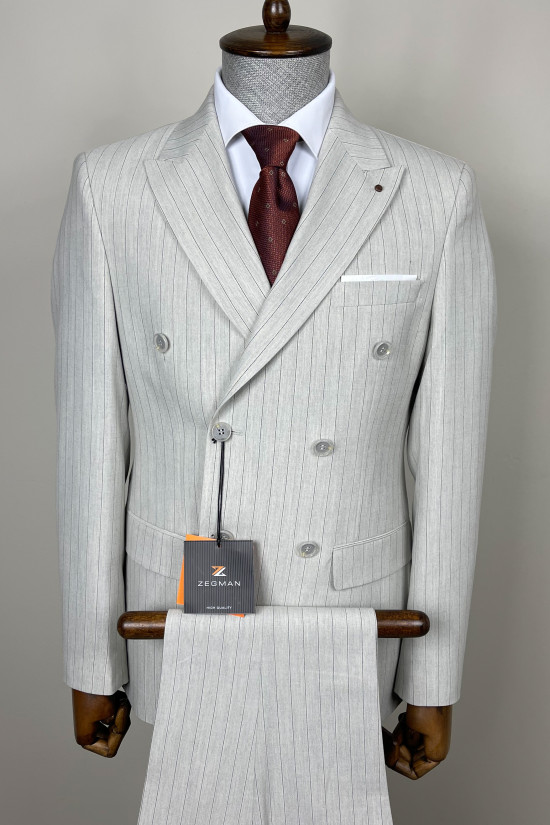 Çizgili Kruvaze Takım Elbise