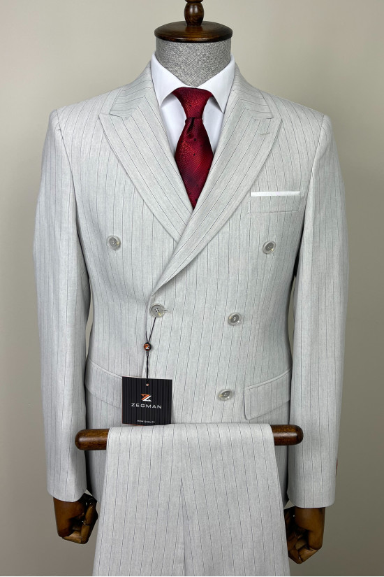 Çizgili Kruvaze Takım Elbise