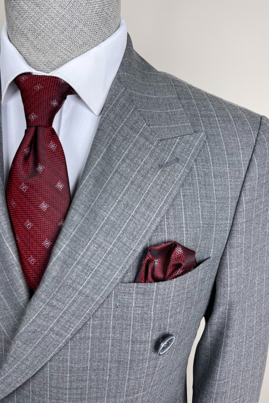 Çizgili Kruvaze Takım Elbise 