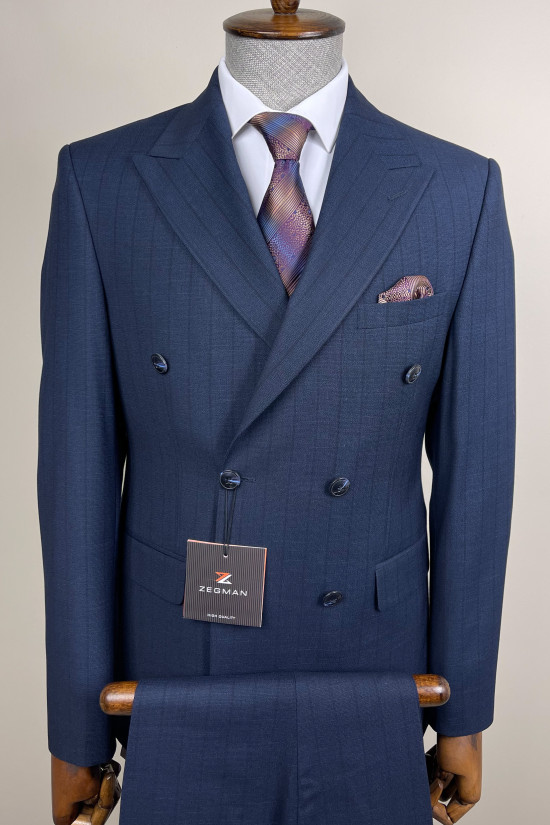 Çizgili Kruvaze Takım Elbise 