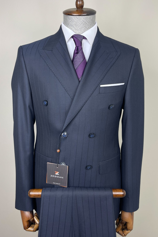 Çizgili Kruvaze Takım Elbise 