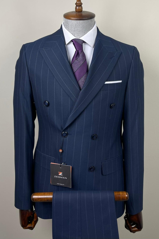 Çizgili Kruvaze Takım Elbise