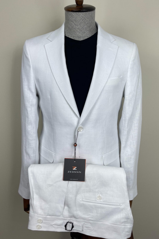 %100 Keten Takım Elbise