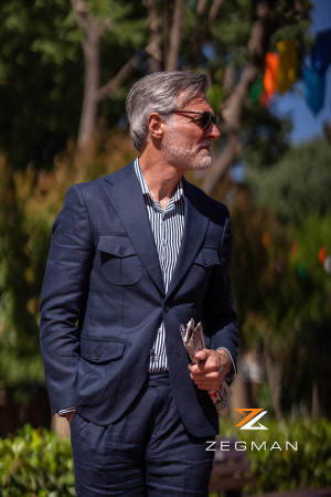 Navy Blue Linen Suit