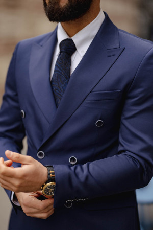 Navy Blue Double Breasted Suit